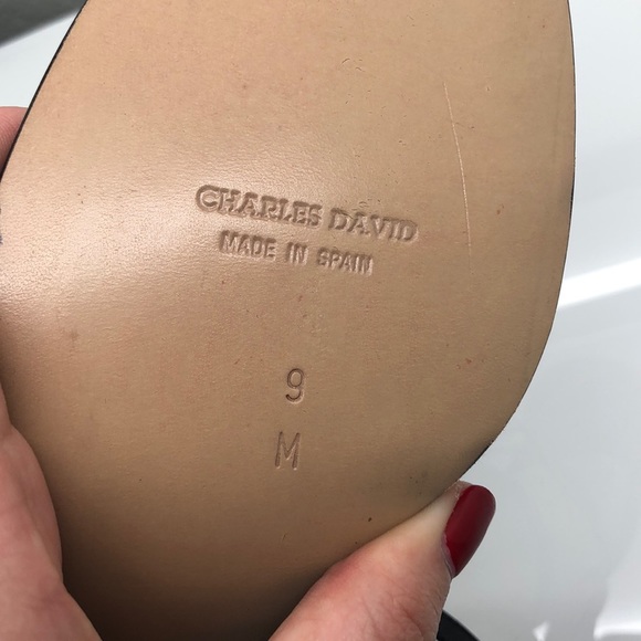 Charles Davis Black Ankle Strap Heels - Picture 7 of 7